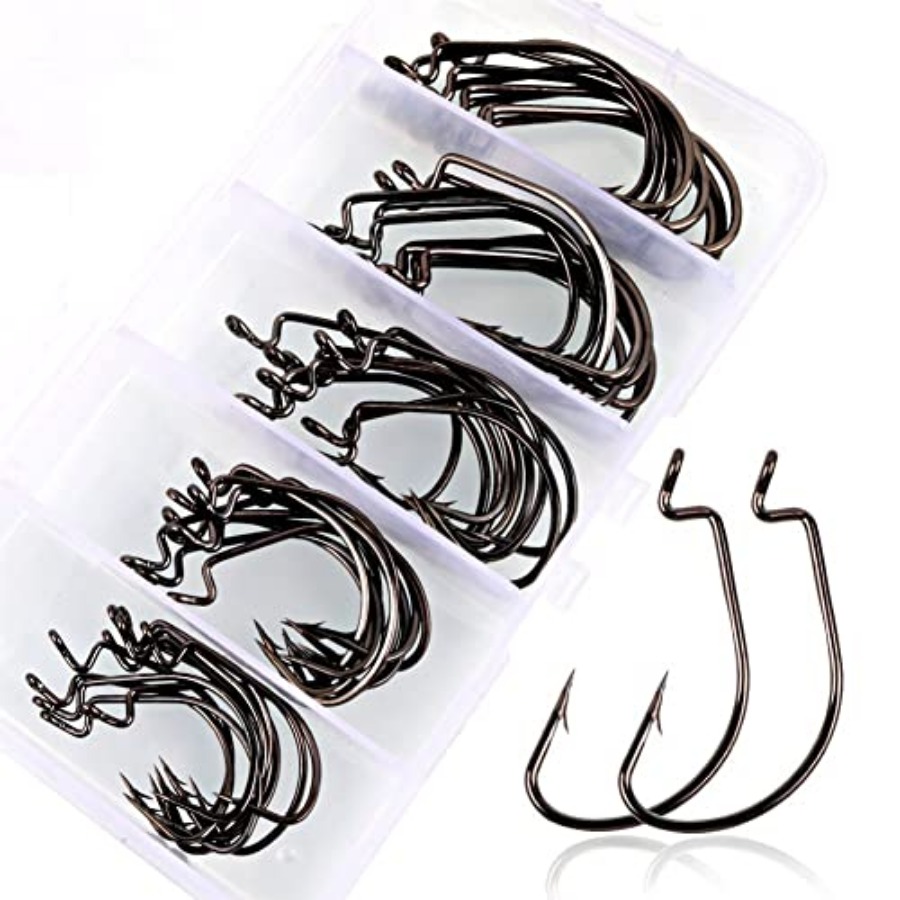 Fishing Hook Weedless - 오프셋 섕크 웜 훅 고탄소강 위드리스