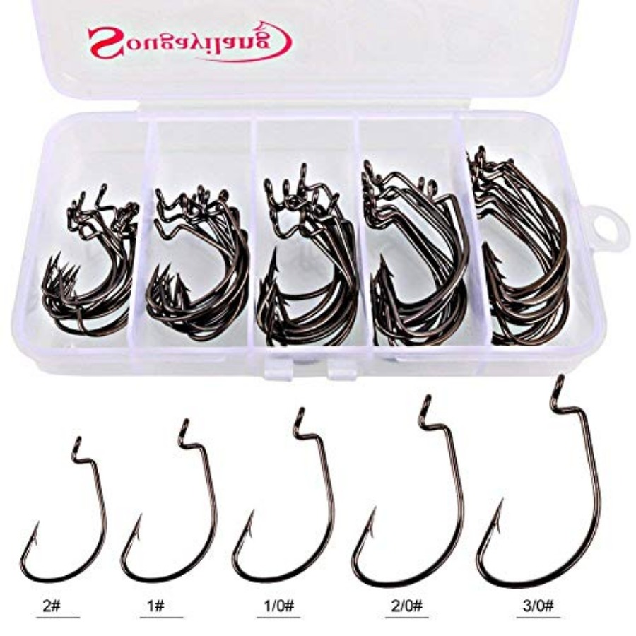 오프셋 섕크 웜 훅 고탄소강 위드리스 낚시 바늘 (소프 - Fishing Hook Weedless 리뷰 및 가격
