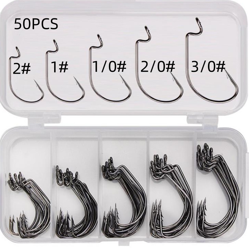 50개/박스 고탄소강 낚시 바늘 오프셋 와이드 갭 바브 - Fishing Hook Box 리뷰 및 가격