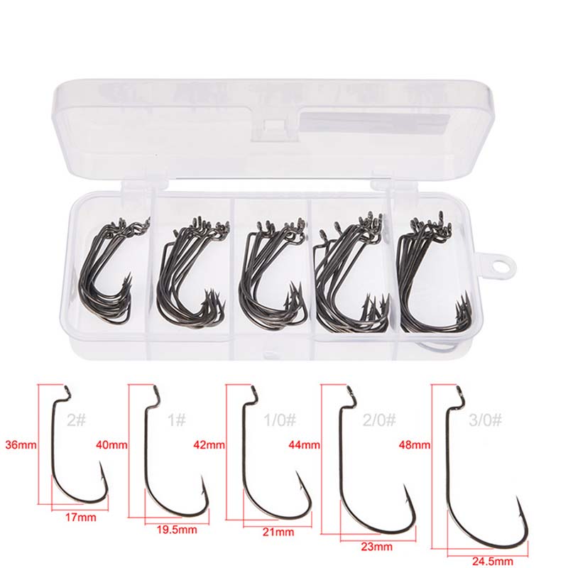 50개/박스 고탄소강 낚시 바늘 오프셋 와이드 갭 바브 - Fishing Hook Box 리뷰 및 가격